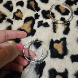 Silver Hoops 2 Pairs